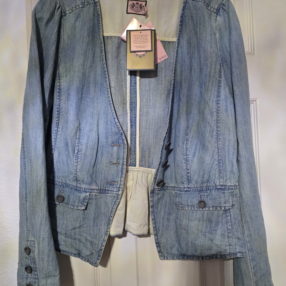 NWT VINTAGE 2012 Juicy Couture Denim Blue Jean Jacket - Picture 2 of 6